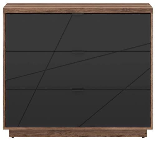 Kommode 106 cm Forn Chest Of Drawers, Eiche Dekor - Eichefarben/Schwarz, Design, Holzwerkstoff (106/93/42,5cm)