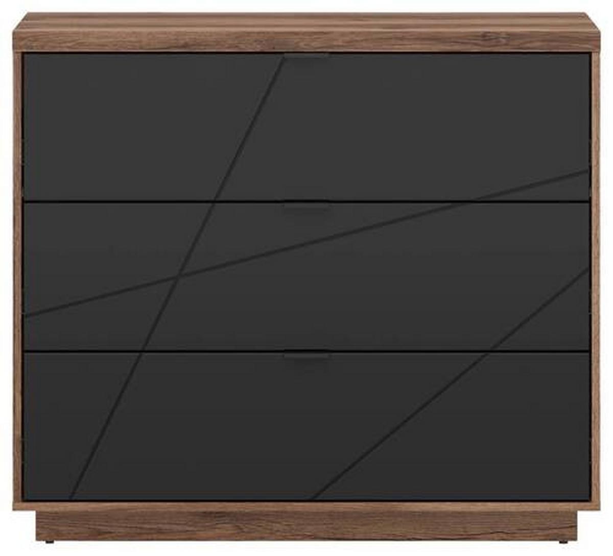 Kommode 106 cm Forn Chest Of Drawers, Eiche Dekor - Eichefarben/Schwarz, Design, Holzwerkstoff (106/93/42,5cm)