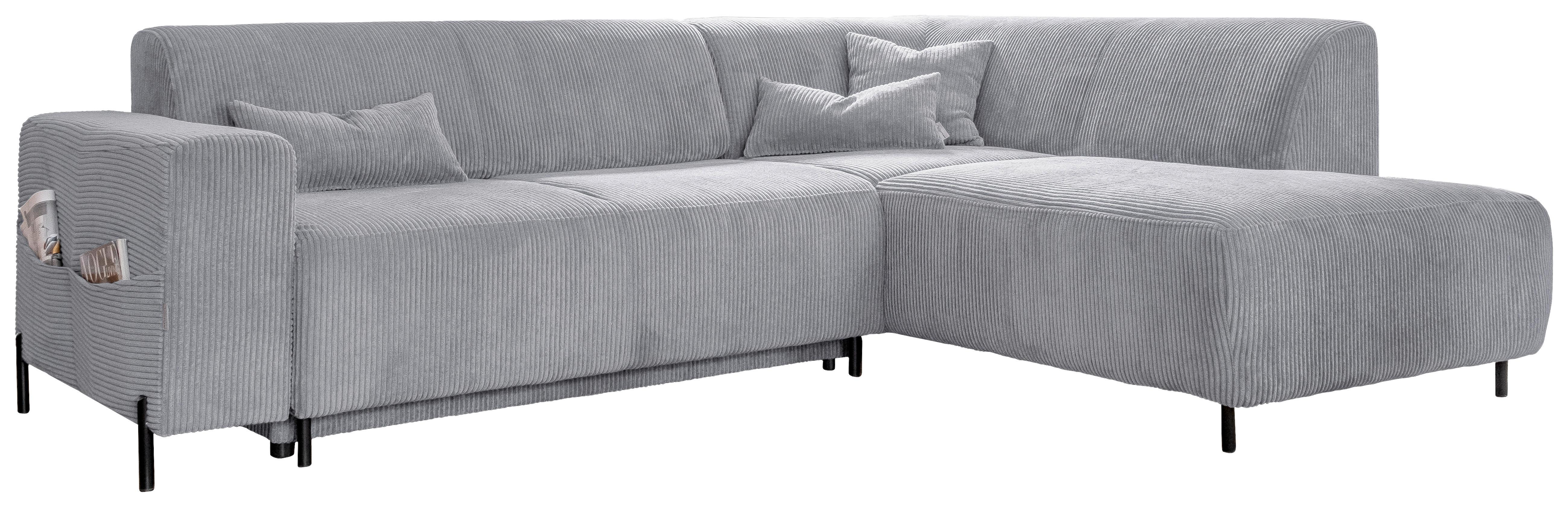 Ecksofa Cuddly Mia Hellgrau S: 250x192 cm - Hellgrau/Schwarz, Textil (250/192cm) - MID.YOU