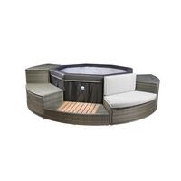 Whirlpool Netspa Octopus ø 290 cm mit Umrandung+5 möbel - Schwarz, Basics, Leder/Kunststoff (290/73cm)