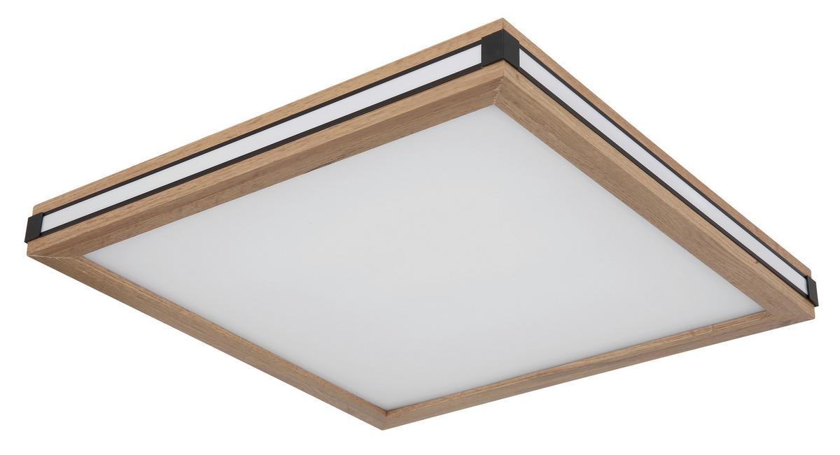 LED-Deckenleuchte 41589d2 - Dunkelbraun/Opal, Natur, Holzwerkstoff/Kunststoff (45/45/7,5cm) - Globo