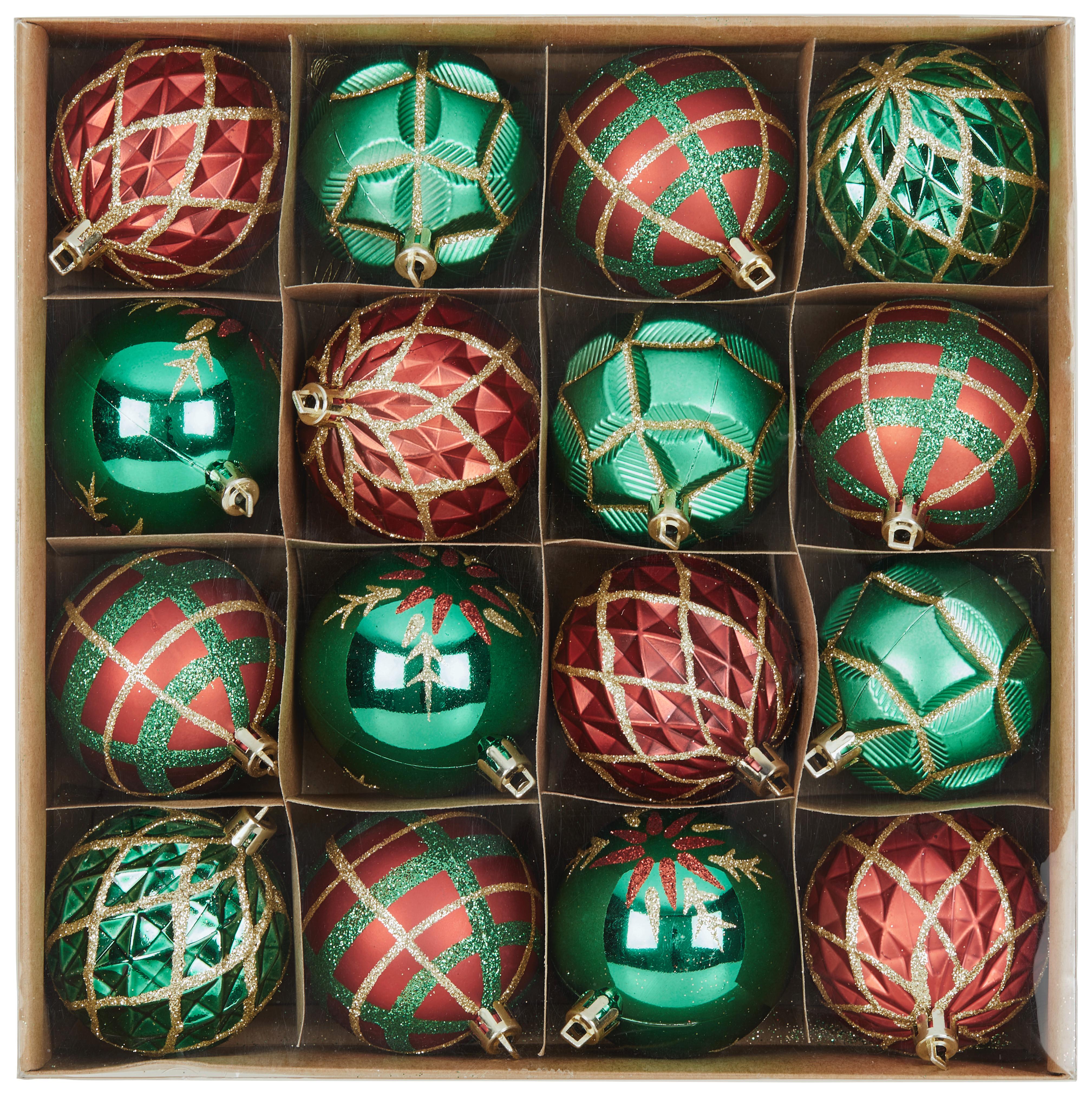 Christbaumkugel-Set Dag - Rot/Goldfarben, KONVENTIONELL, Karton/Kunststoff (6cm) - Ondega