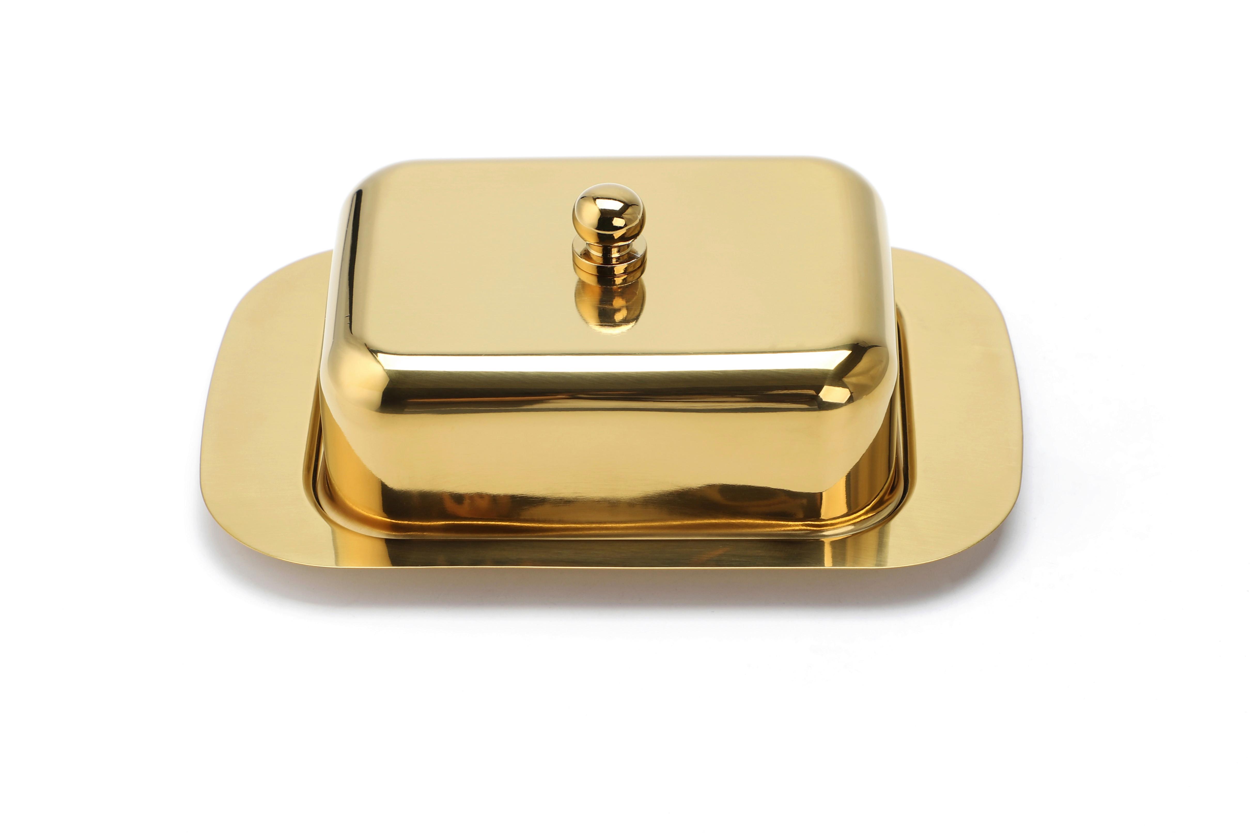 Echtwerk Butterdose Edelstahl Gold, L/b/h:18,5x12,27cm - Goldfarben, Basics, Metall (18,5/12,2/7,0cm) - Echtwerk