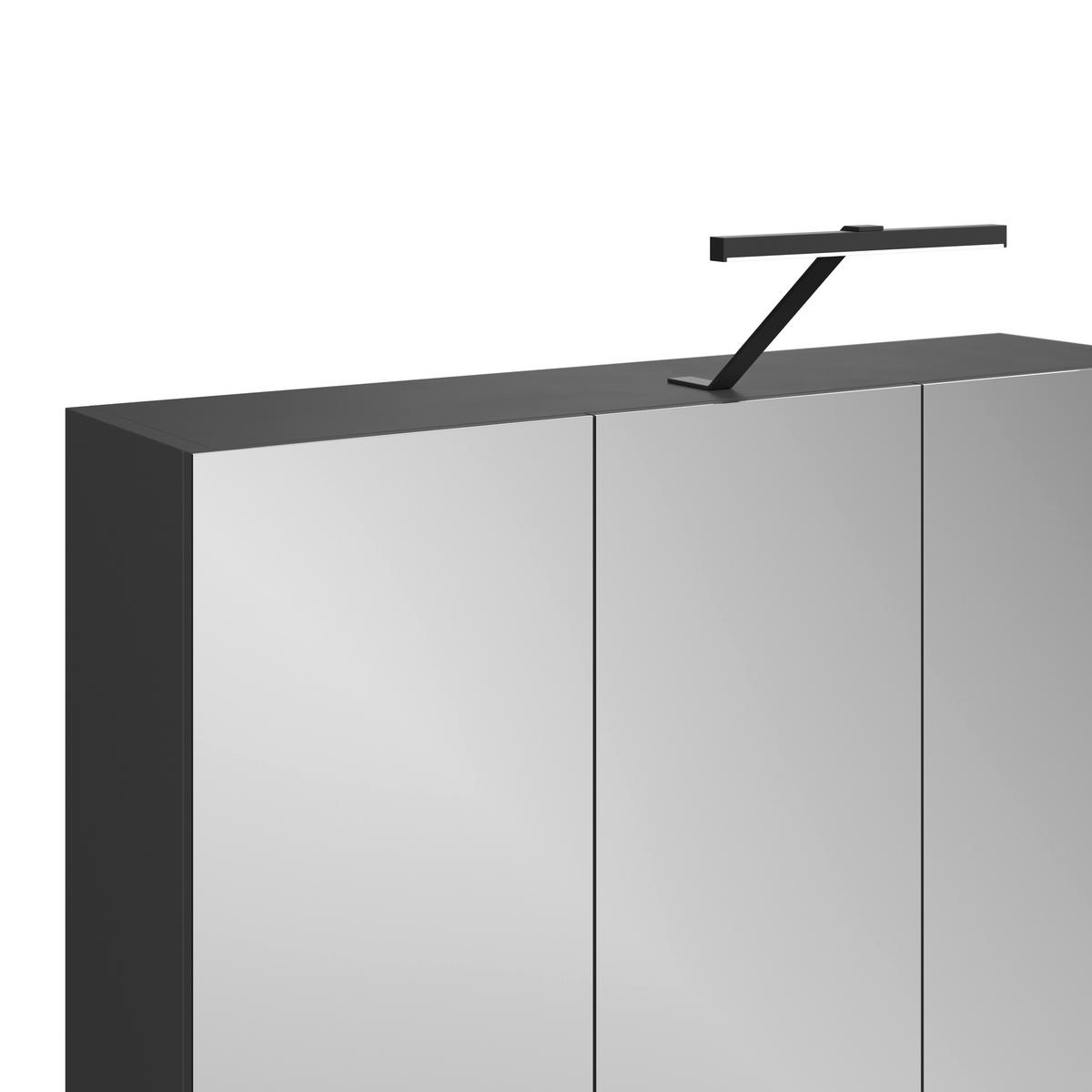 Spiegelschrank Cotia Cotll 3 3-Türig BHT: 77x73x20,4 cm - Anthrazit, MODERN, Glas/Holzwerkstoff (77/73/20,4cm) - James Wood