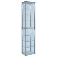 Vitrine Kavisa B: 50 cm Silberfarben - Silberfarben/Schwarz, MODERN, Glas/Holzwerkstoff (50/227/38cm) - MID.YOU