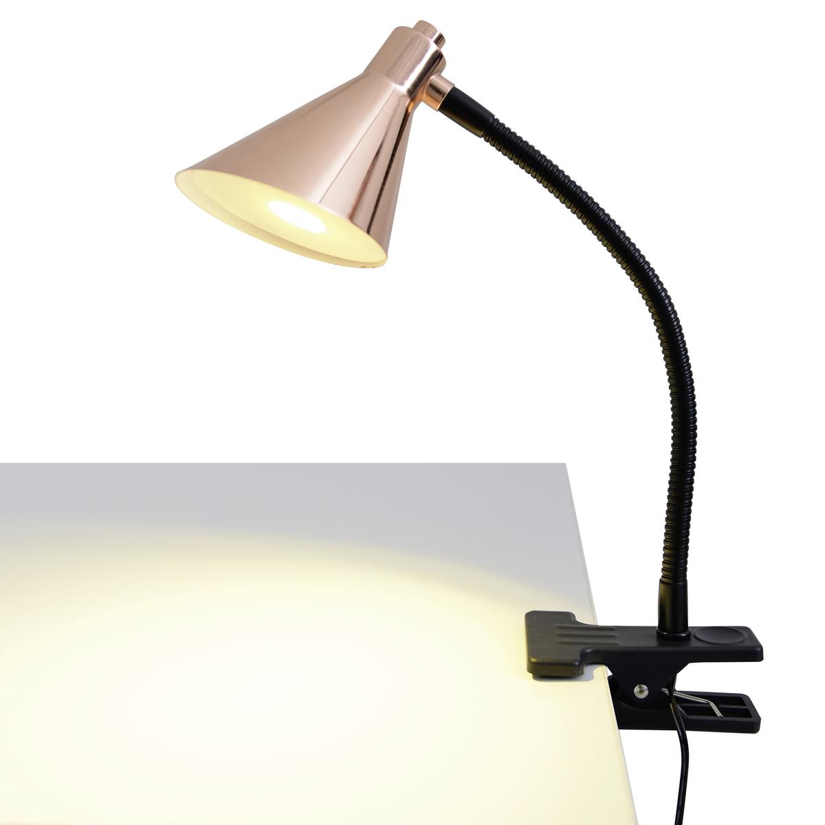 Led-klemmleuchte Schwarz/ Kupferfarben Mit Kippschalter - Schwarz/Kupferfarben, Basics, Metall (8,5/8,4cm) - Näve