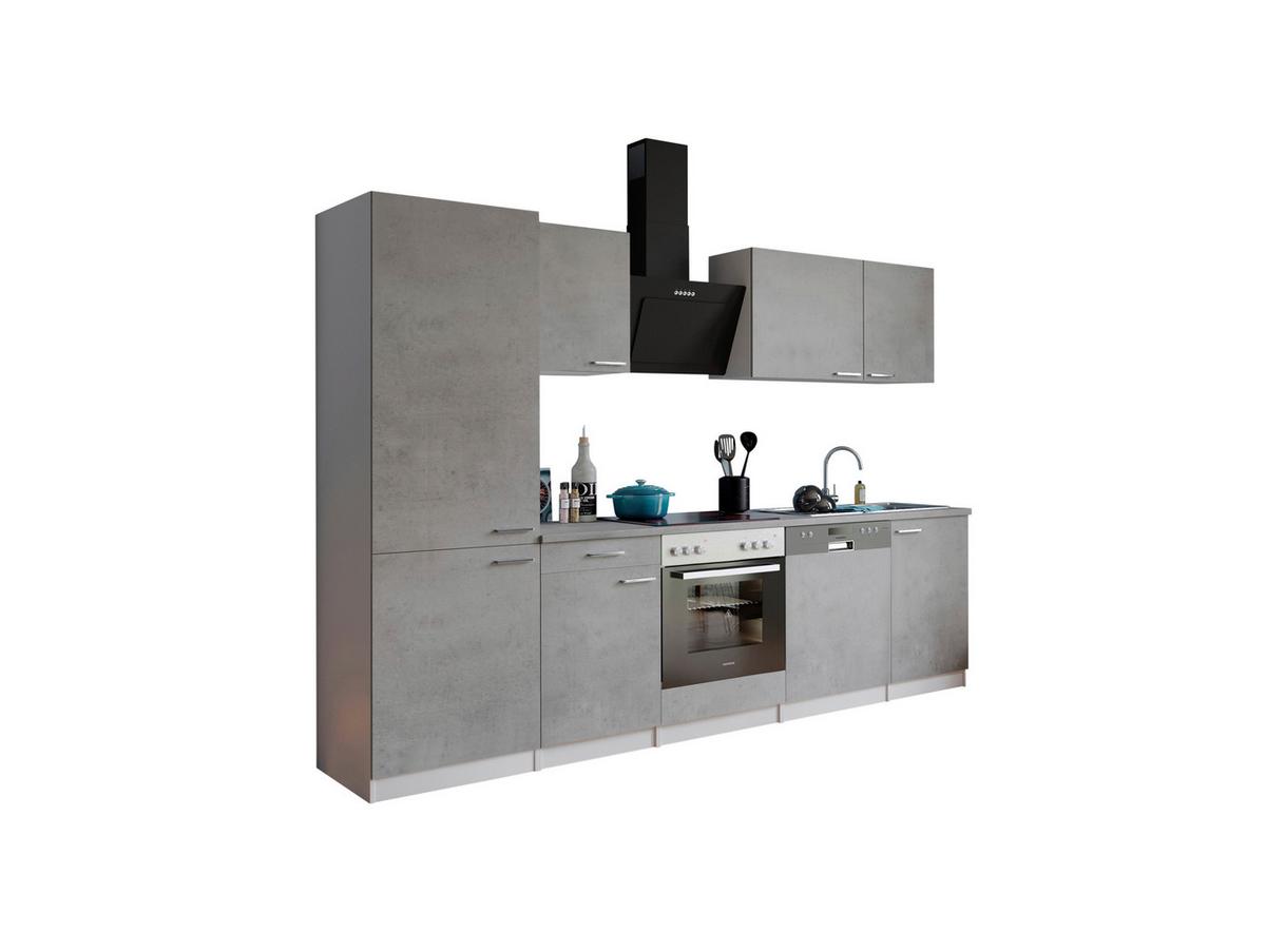 Küchenblock Malia B: 280 Cm Grau, Mit Geräte - Weiß/Grau, Basics, Holzwerkstoff (280cm) - Respekta