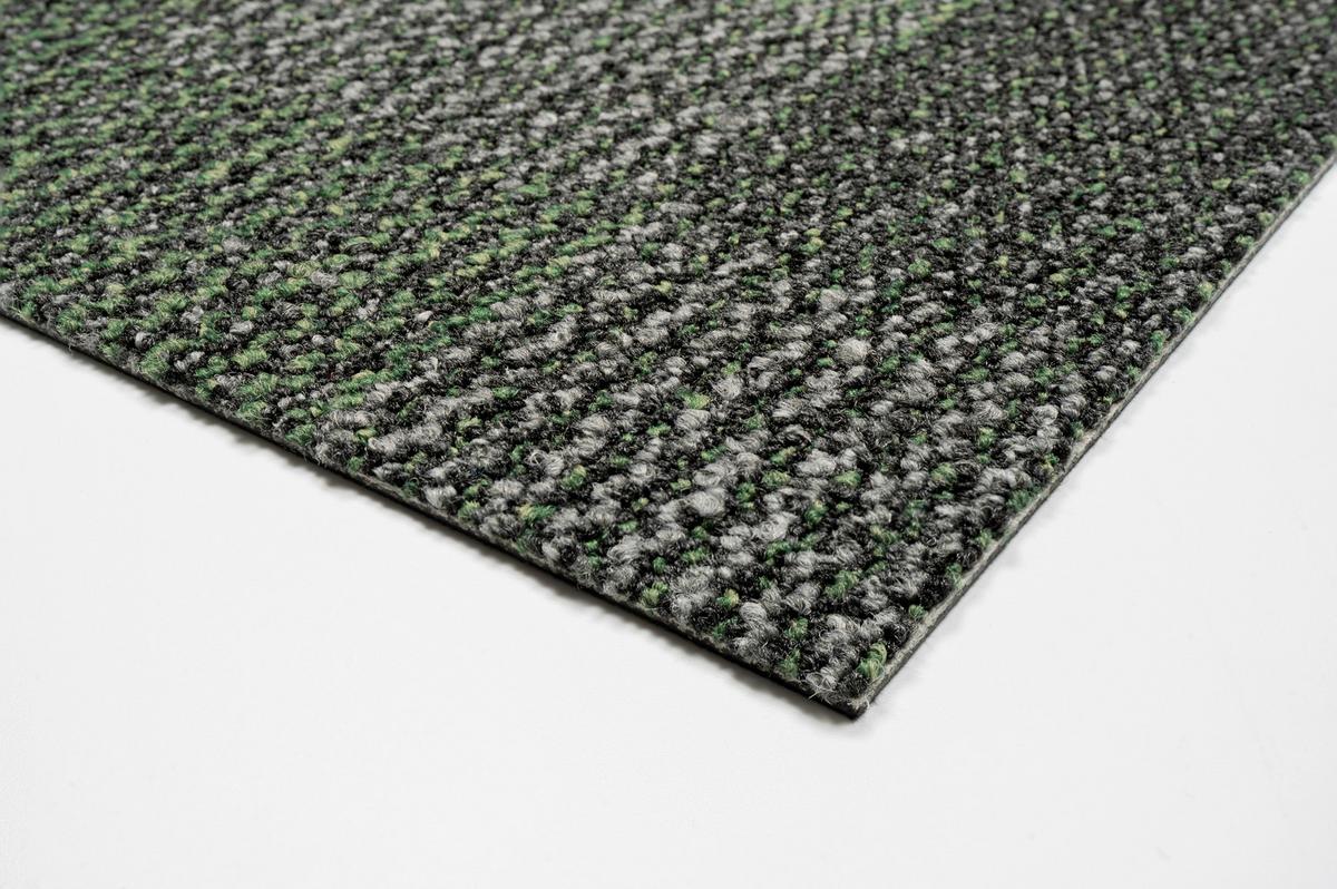 Teppichfliese Grau/Grün Essential 50x50cm Florhöhe 3mm - Grau/Grün, Basics, Textil (50/50cm)