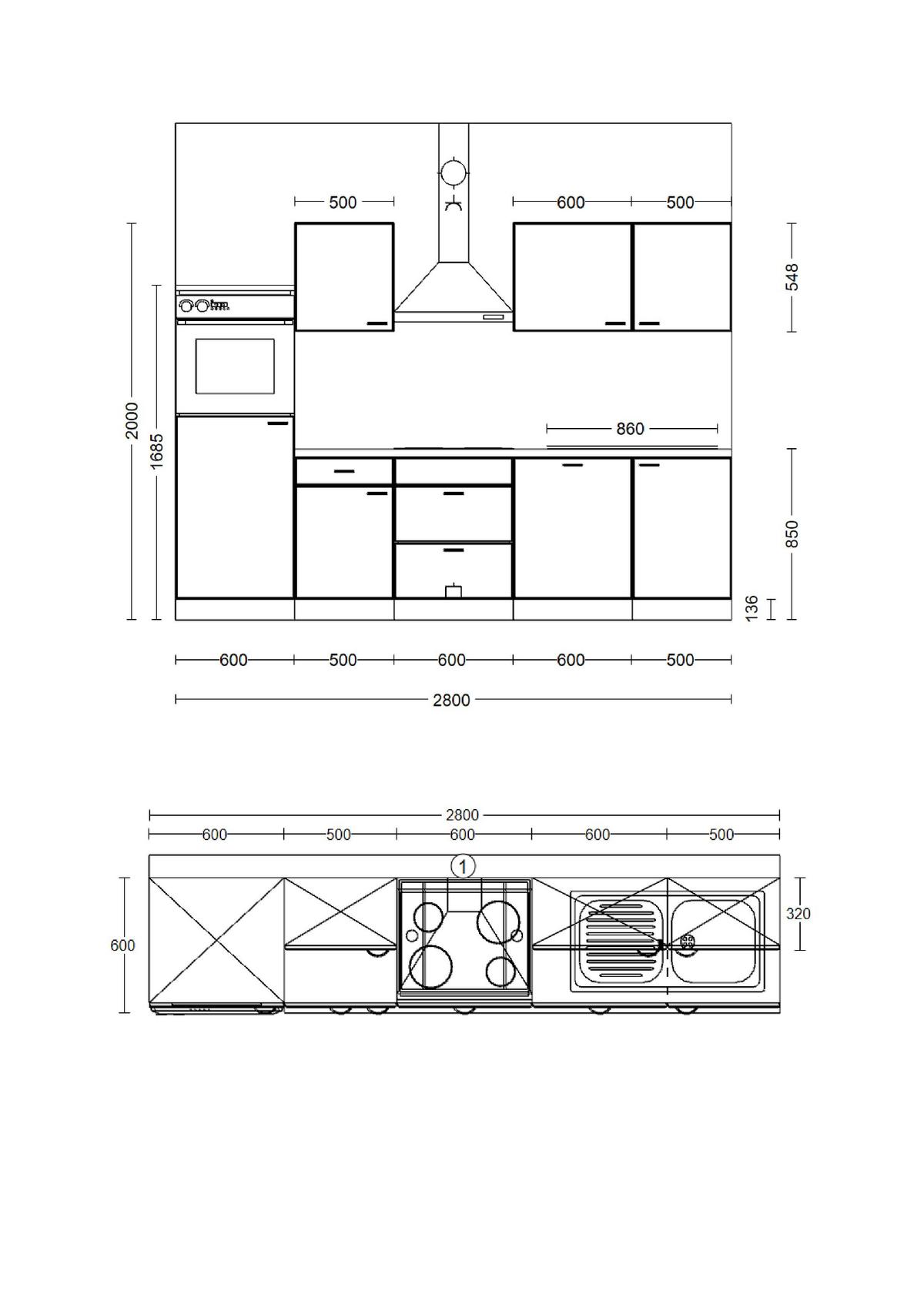 Küchenblock Romeo Eiche/anthrazit B: 280 Cm - Eichefarben/Anthrazit, Basics, Holzwerkstoff (280cm) - FlexWell