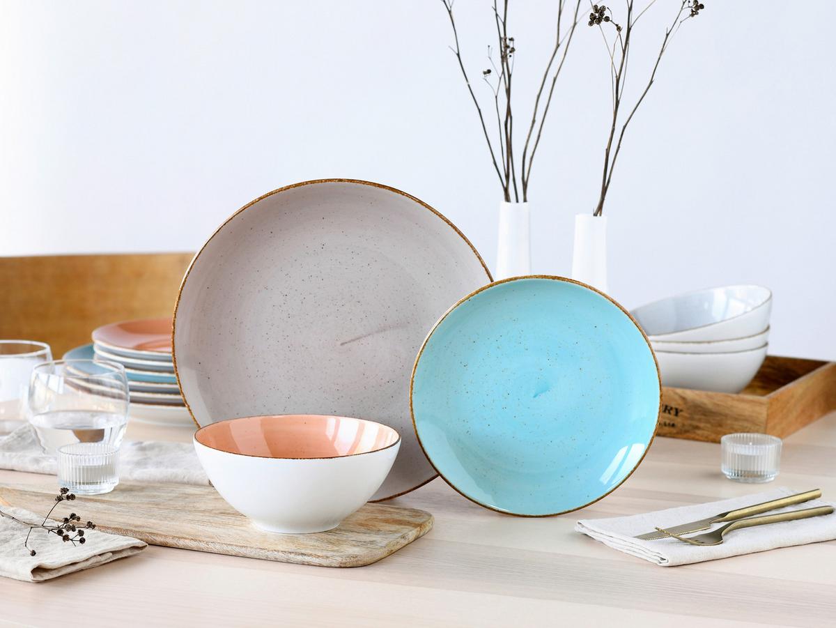 Tafelset Vintage Nature Bunt 12-Teilig, Stapelbar - Graubraun/Orange, Basics, Keramik - Creatable