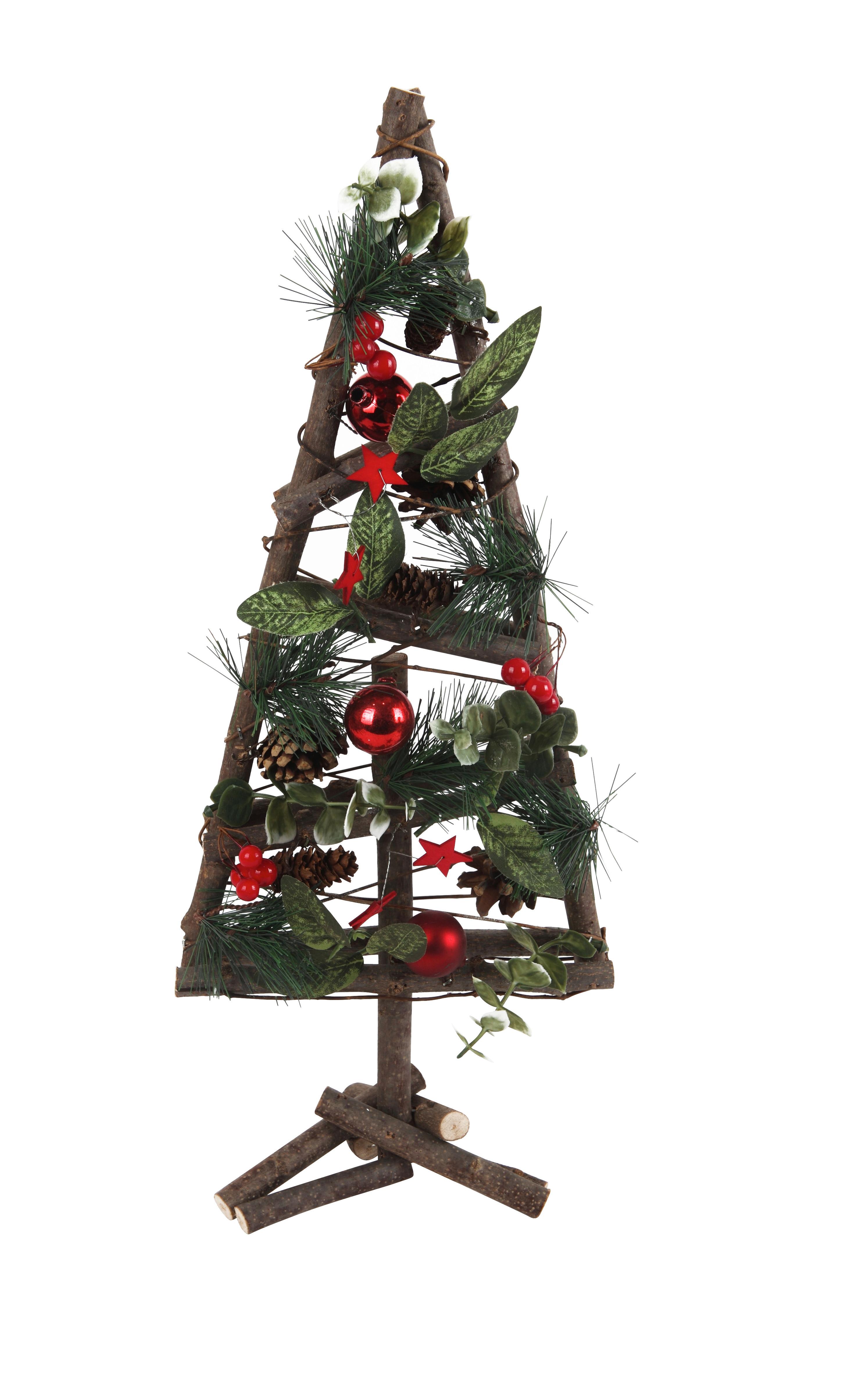 Dekoweihnachtsbaum Frederica - Rot/Braun, KONVENTIONELL, Holz/Kunststoff (19/12/48cm) - Luca Bessoni