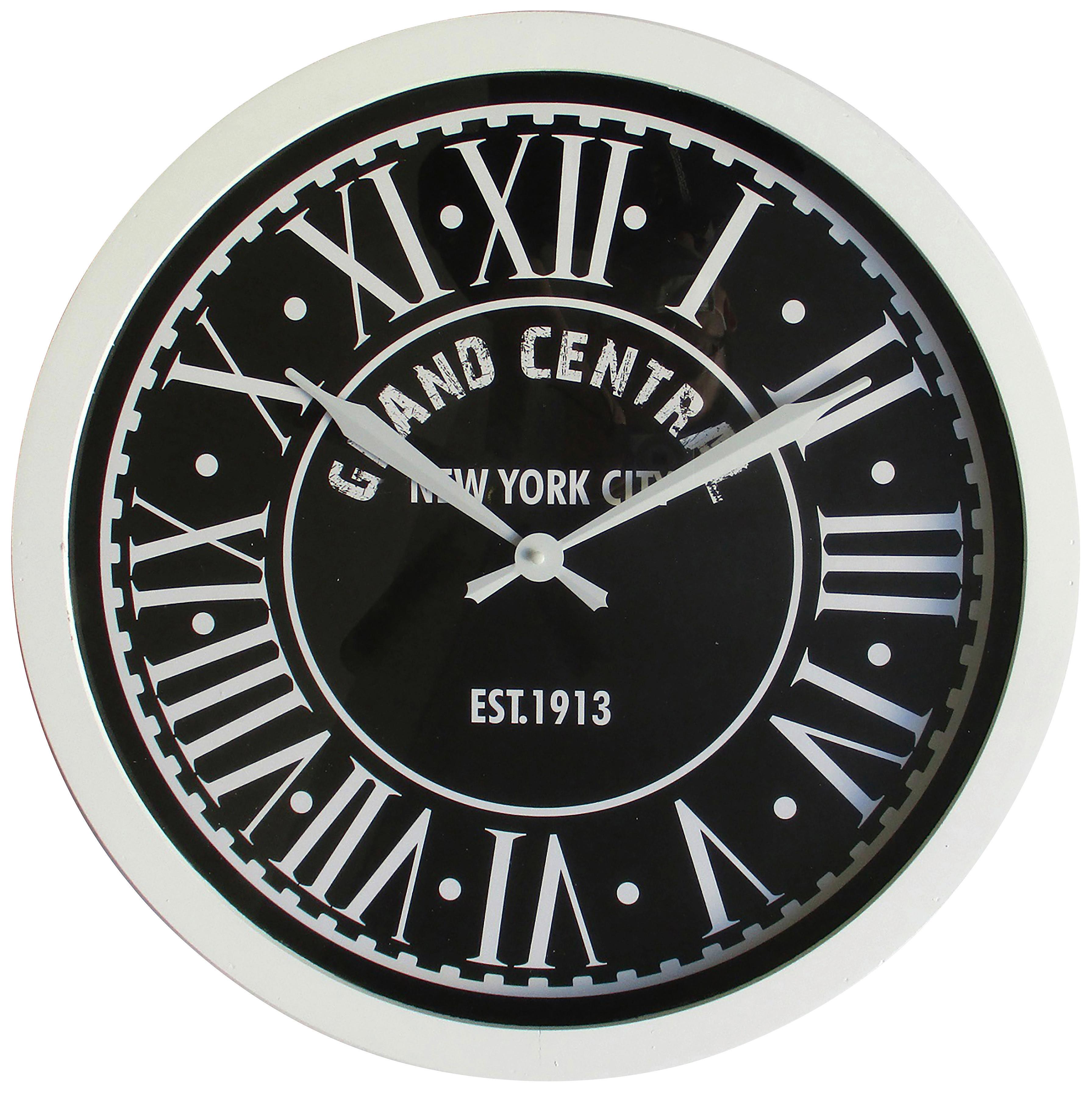 Nástěnné Hodiny Grand Central - bílá/černá, kov/kompozitní dřevo (54,5/5cm) - Modern Living