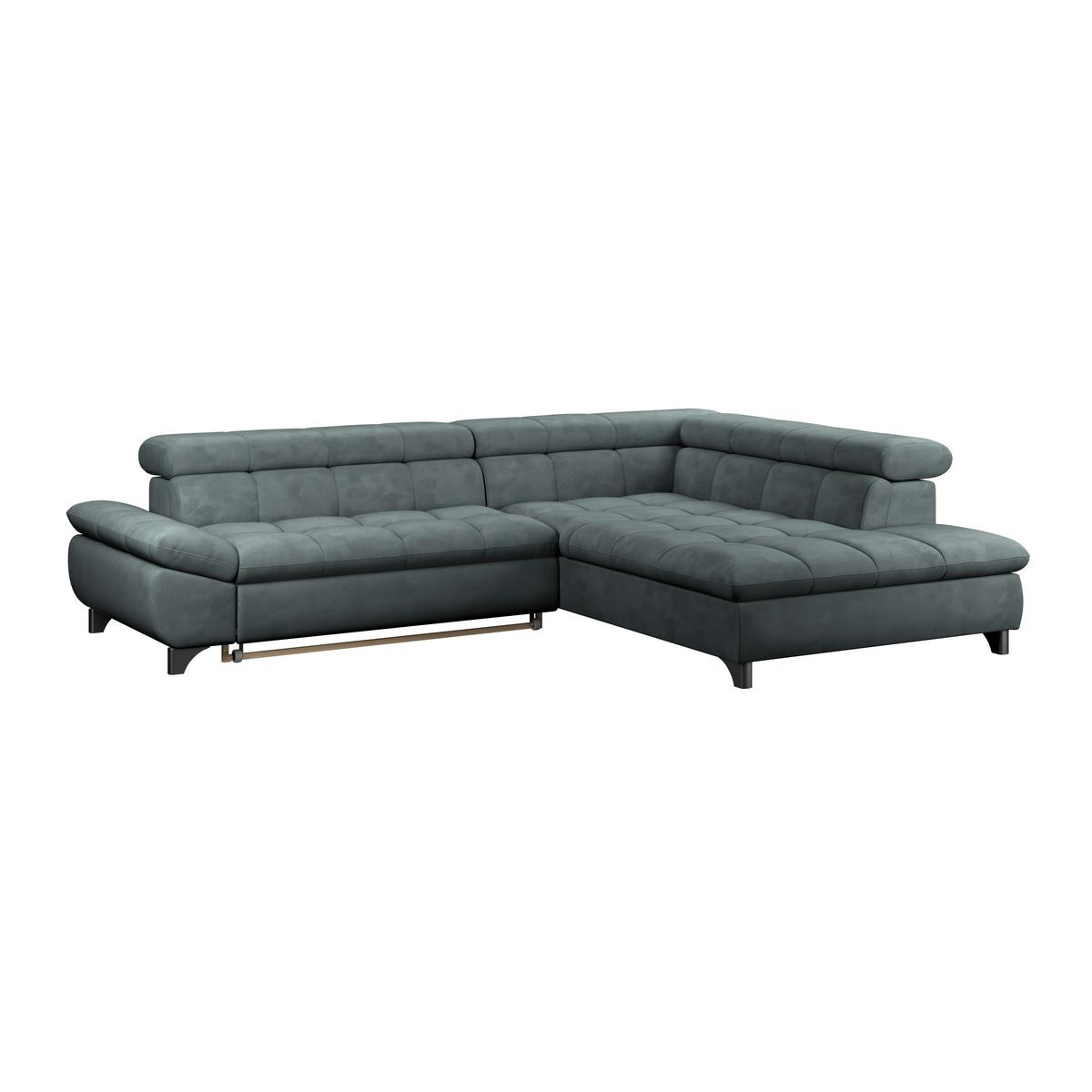 Ecksofa Gemini Graublau, B: 312cm - Chromfarben/Mintgrün, KONVENTIONELL, Textil (312/234cm)