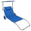 Sonnenliege Metall/Textil mit Rollen/Sonnendach - Blau, Basics, Textil/Metall (165/16/65cm) - MID.YOU