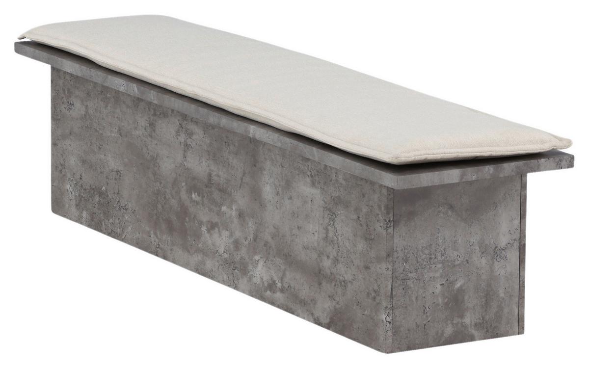 Sitzbank Kellogg - Weiß/Grau, Design, Holzwerkstoff/Textil (160/45/40cm) - Livetastic