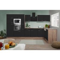 Eckküche Oliver L-Küchenblock 370 cm - Eichefarben/Schwarz, Basics, Holzwerkstoff (370/172cm) - Respekta
