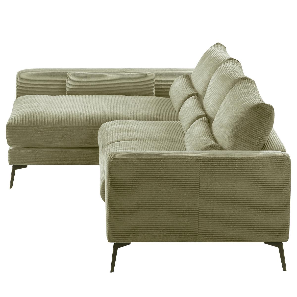 Ecksofa Berlin Cord Olivgrün 172x313 cm - Schwarz/Olivgrün, Design, Textil (172/313cm) - P & B