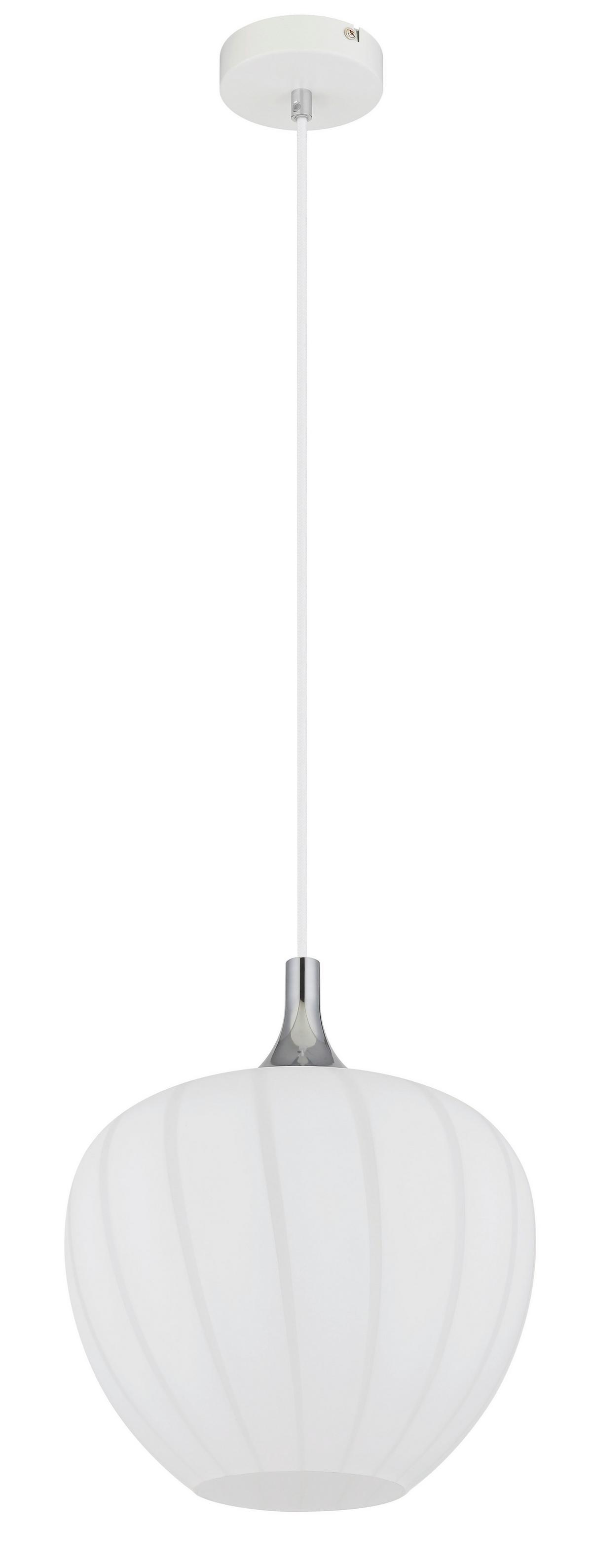 Hängeleuchte 15548h1w - Chromfarben/Weiß, KONVENTIONELL, Glas/Metall (29/120cm) - Globo