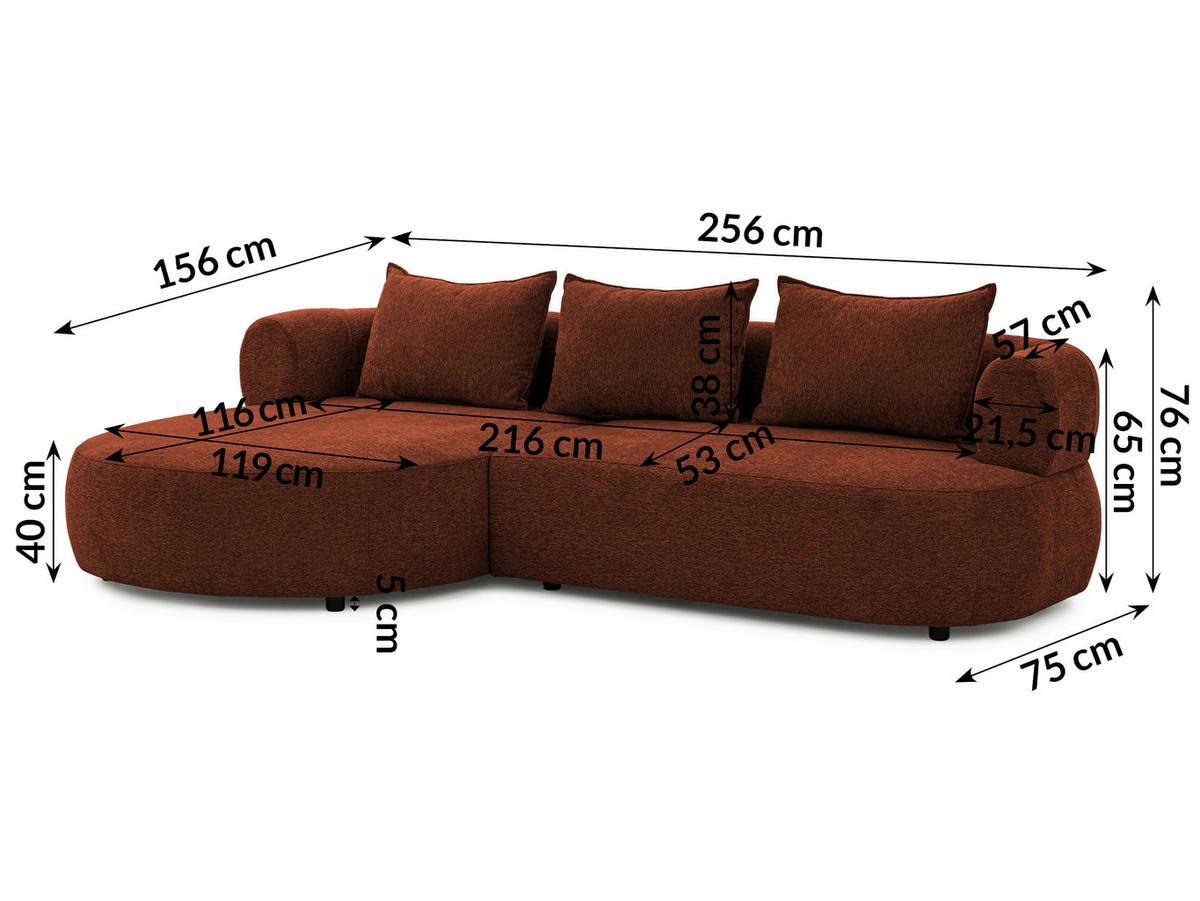 Ecksofa Ferro Rostfarben S: 156x256 cm - Rostfarben/Schwarz, Design, Textil (156/256cm) - Livetastic