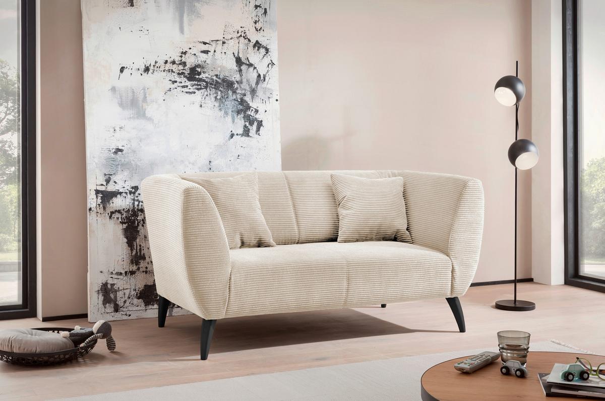 2-Sitzer-Sofa Colori Beige Rücken Echt - Beige/Schwarz, MODERN, Textil (172/83/88cm) - MID.YOU