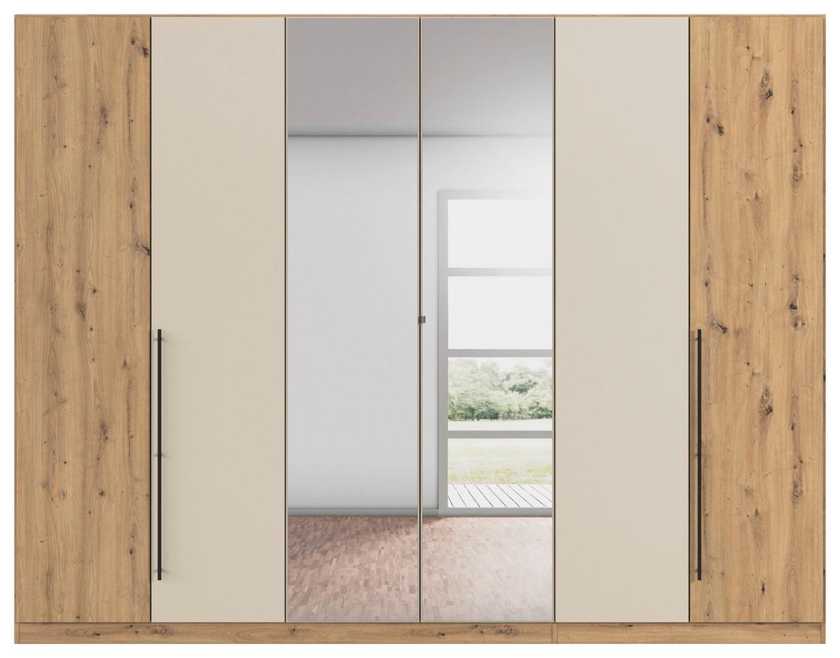 Kleiderschrank Safari mit Spiegel B: 271 cm - Champagner/Eiche Artisan, KONVENTIONELL, Holzwerkstoff (271/229/54cm)