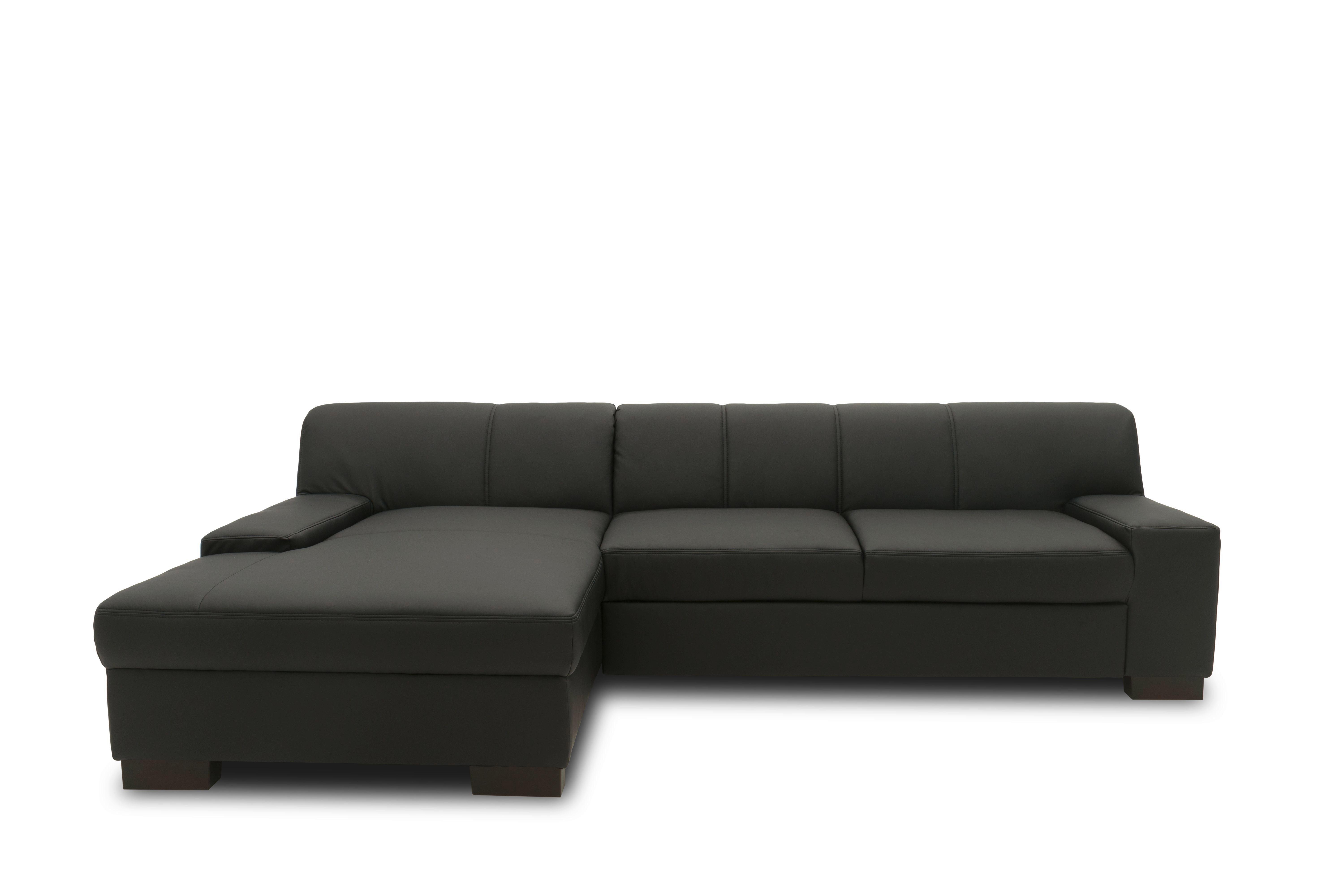 Ecksofa Mit Schlaffunktion Norma Schwarz Lederlook - Wengefarben/Schwarz, Design, Textil (153/268cm) - MID.YOU