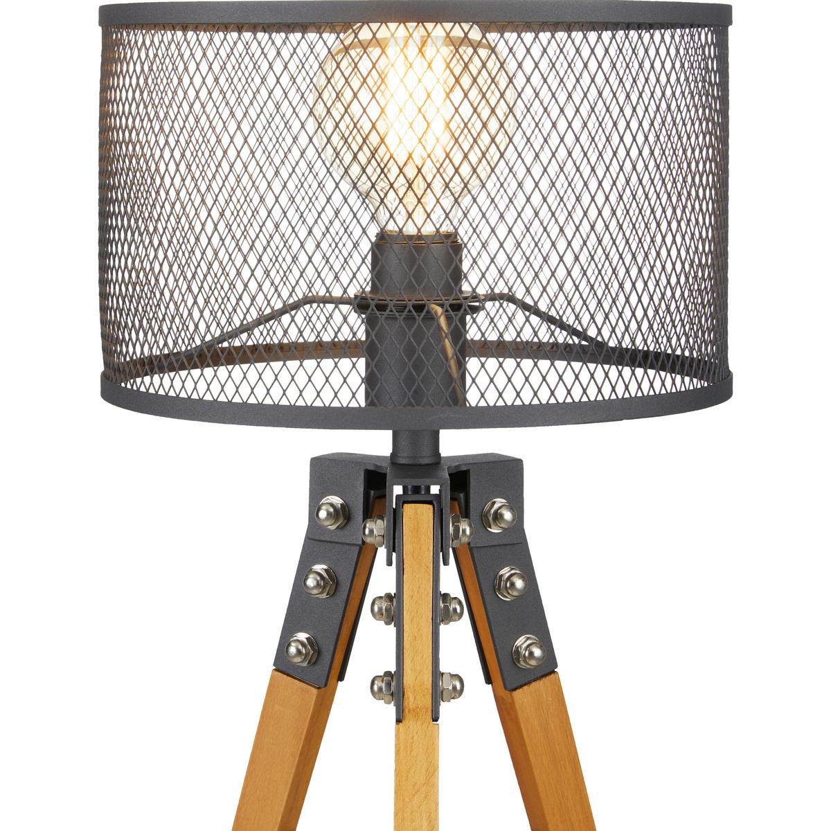 Stolní lampa SERAPHINA max. 40 Watt - černá, Moderní, kov/dřevo (30/50cm) - Bessagi Home