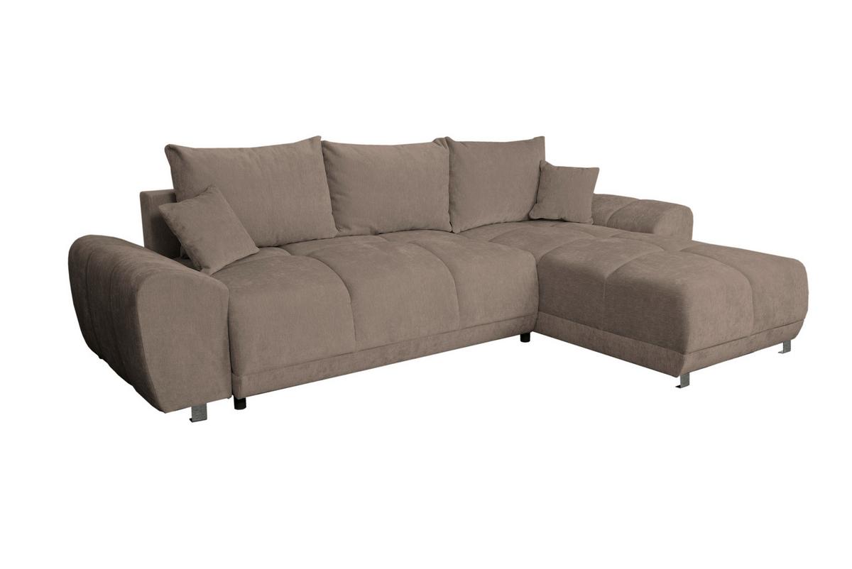 ECKSCHLAFSOFA Ramon, Taupe S: 296x182 cm - Taupe/Chromfarben, Trend, Textil (296/182cm)