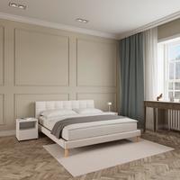 Čalouněná postel MARA 180x200 cm, béžová - přírodní barvy/béžová, Moderní, kov/dřevo (180/200cm) - Bessagi Home
