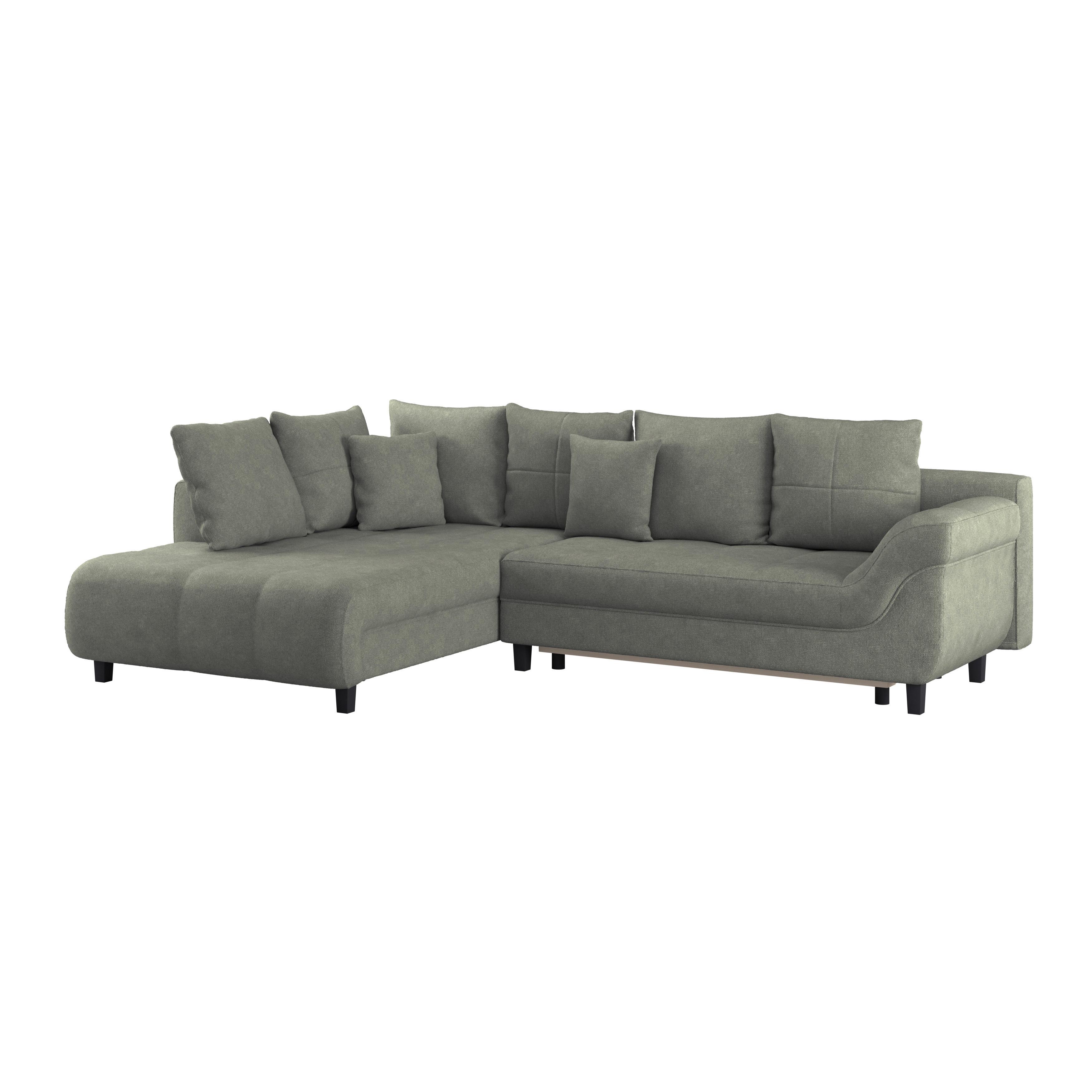 Ecksofa Mendoza - Schwarz/Grün, Design, Textil (197/309cm) - Ondega