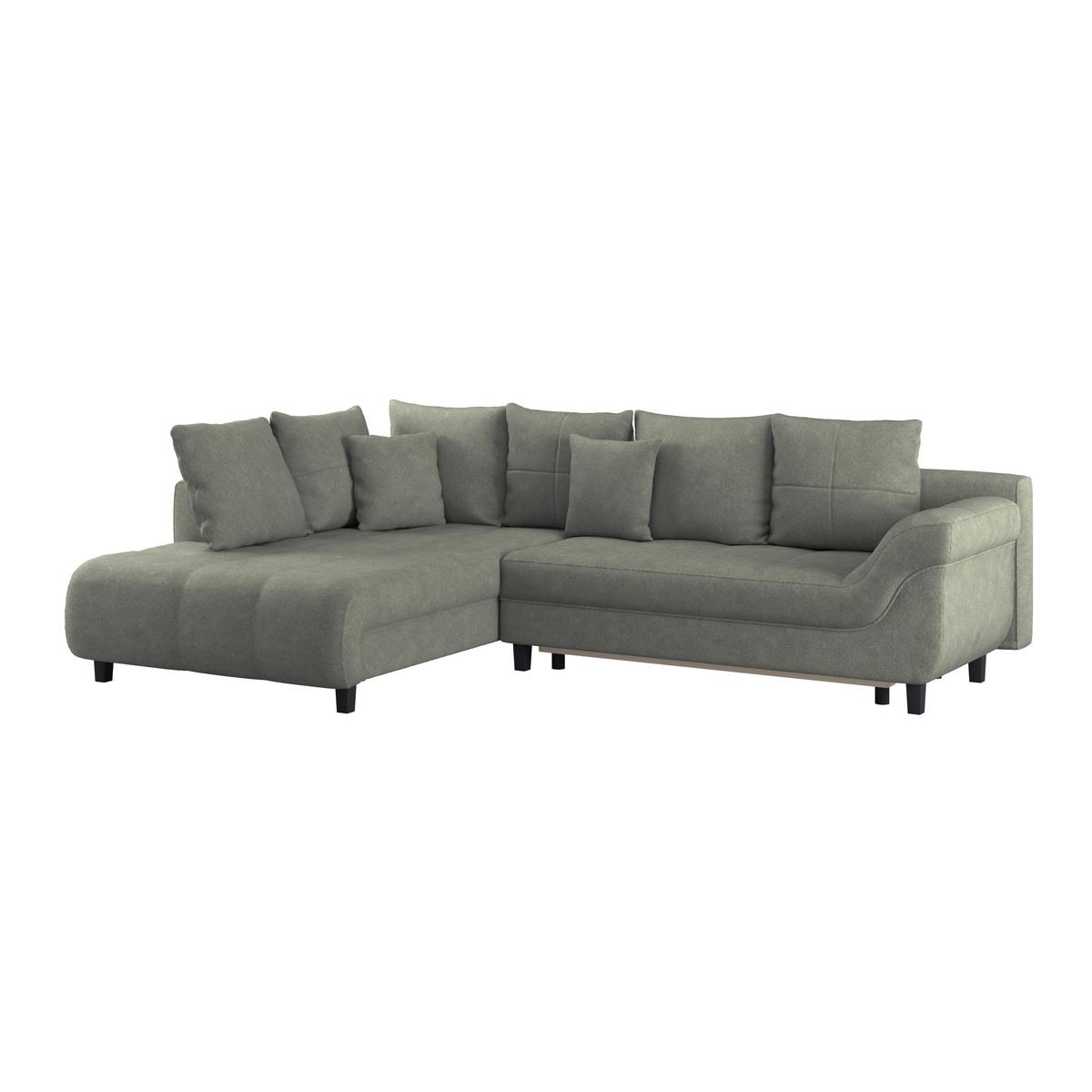 Ecksofa Mendoza - Schwarz/Grün, Design, Textil (197/309cm) - Ondega