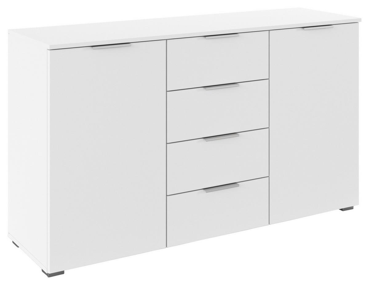 Sideboard Lamella Weiß B: 140 cm - Alufarben/Weiß, MODERN, Holzwerkstoff (140/81/42cm) - Rauch Möbel