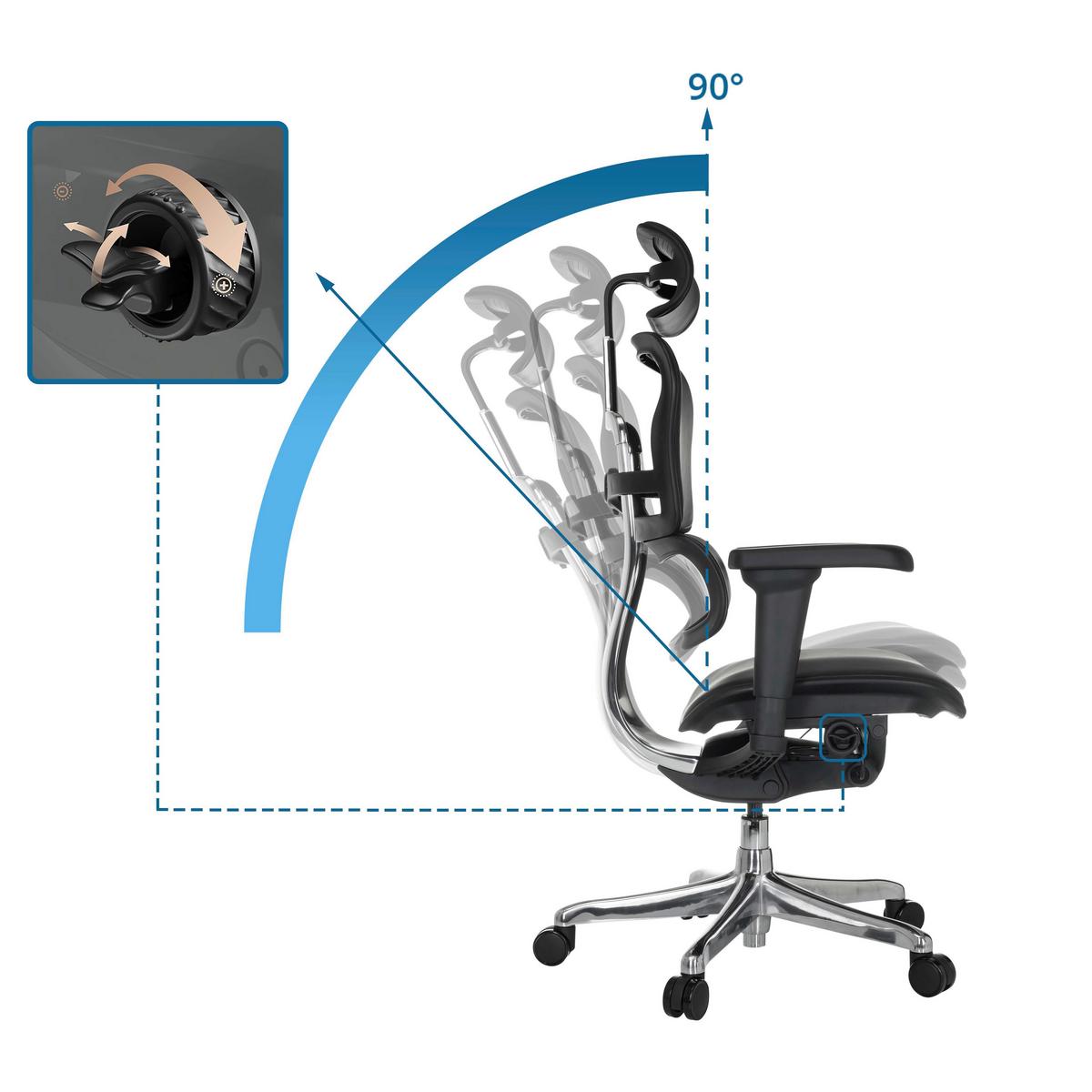 Drehstuhl Schwarz B: 65 Cm - Silberfarben/Schwarz, MODERN, Leder/Kunststoff (65/114-132/60cm) - MID.YOU