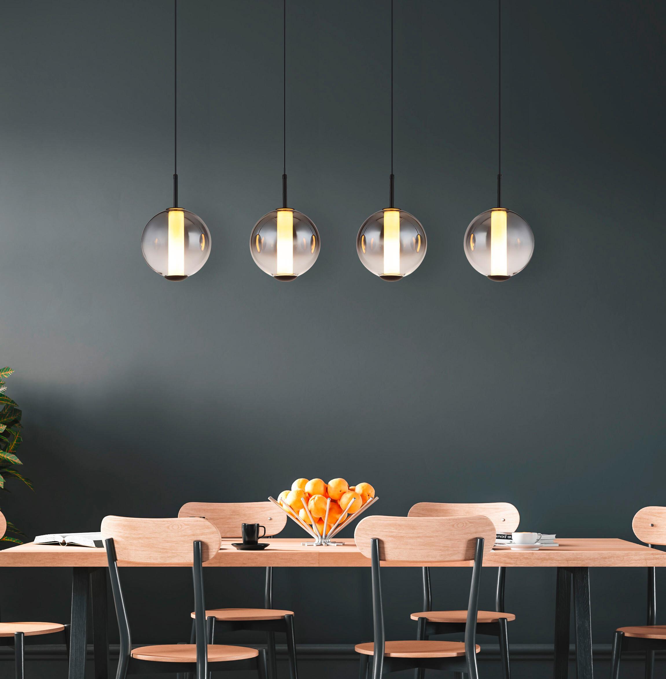 LED-Hängeleuchte Lacy Grau Schwarz Weiß L: 100 cm - Schwarz/Weiß, KONVENTIONELL, Glas/Kunststoff (100/18/120cm) - Globo