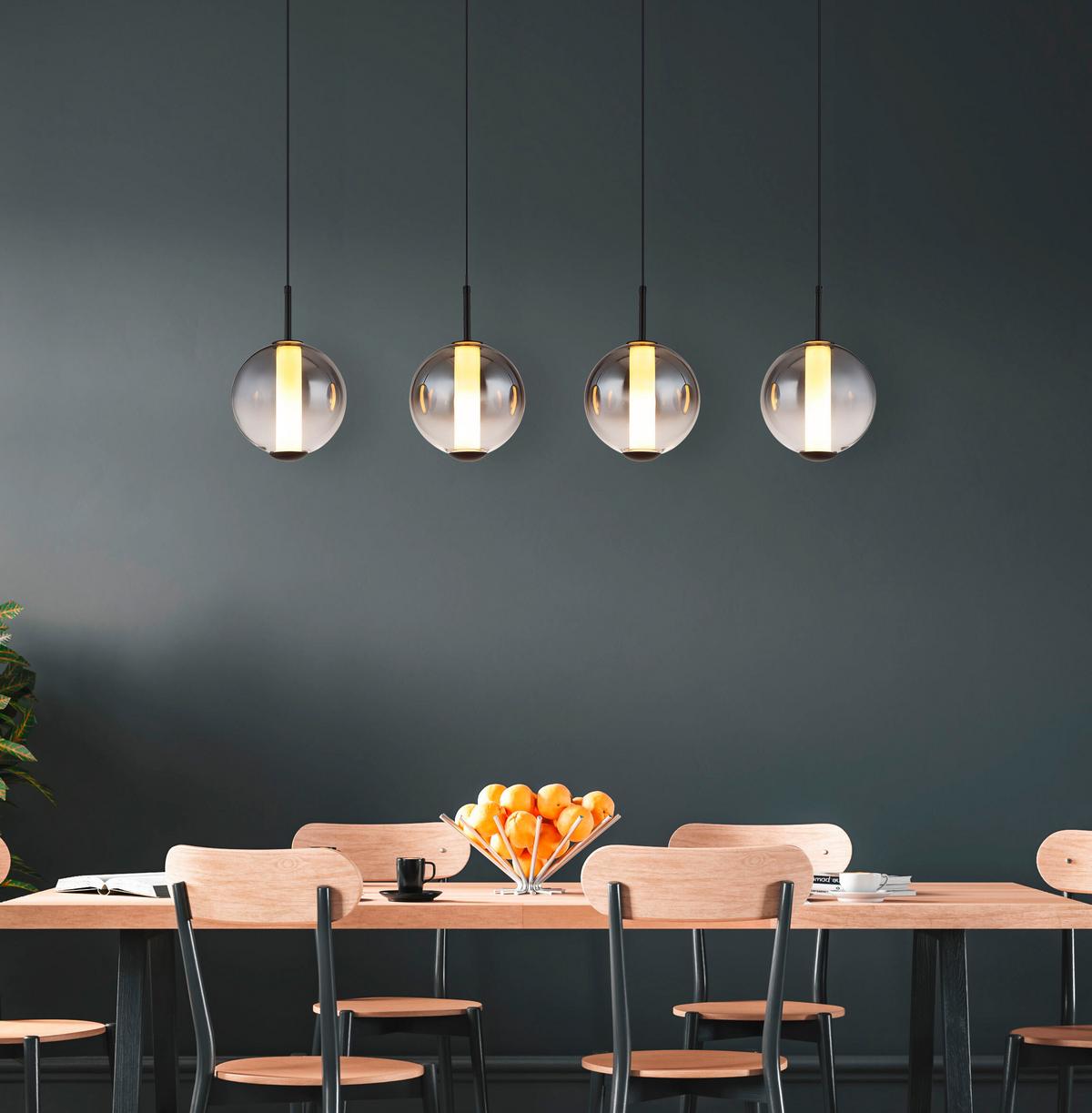LED-Hängeleuchte Lacy Grau Schwarz Weiß L: 100 cm - Schwarz/Weiß, KONVENTIONELL, Glas/Kunststoff (100/18/120cm) - Globo