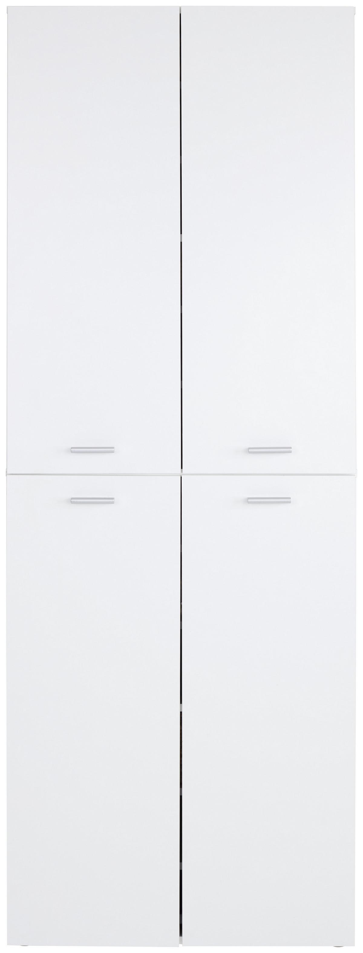 Schuhschrank Elan Weiß 4 Türen B: 70 Cm - Alufarben/Weiß, MODERN, Holzwerkstoff (70/200/36.6cm)