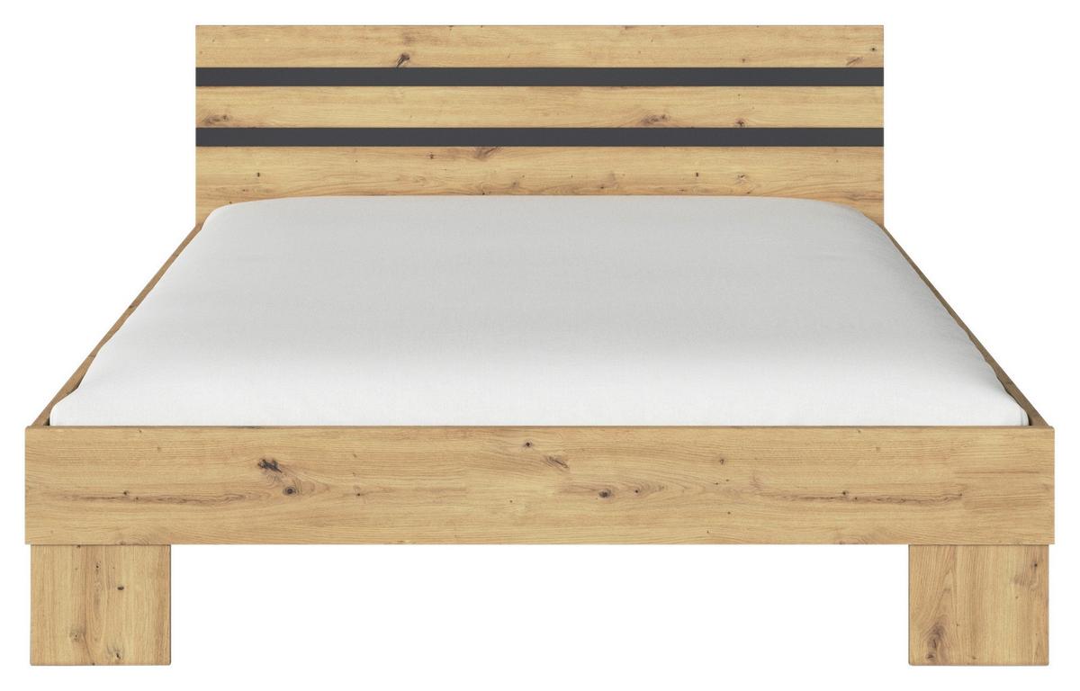 Ágykeret Foster 160/200 Cm - Artisan tölgy/szürke, Konventionell, faalapú anyag (160/200cm)