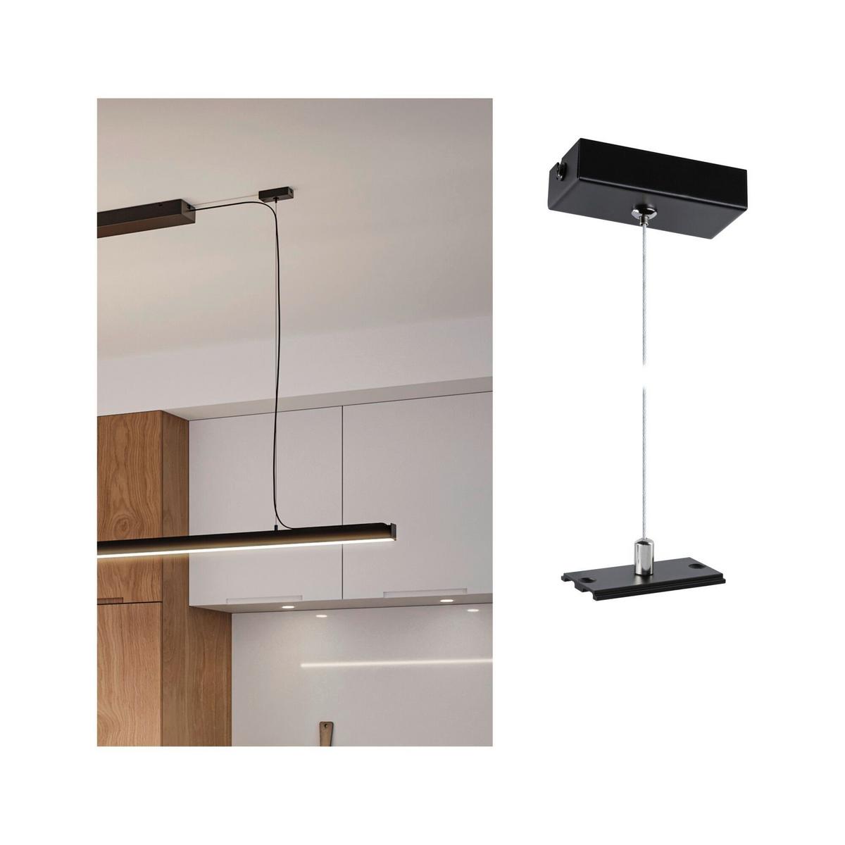 Schienensystem-abhängung Linion Schwarz B: 8 Cm - Schwarz, Basics, Metall (4/8/150cm) - Paulmann