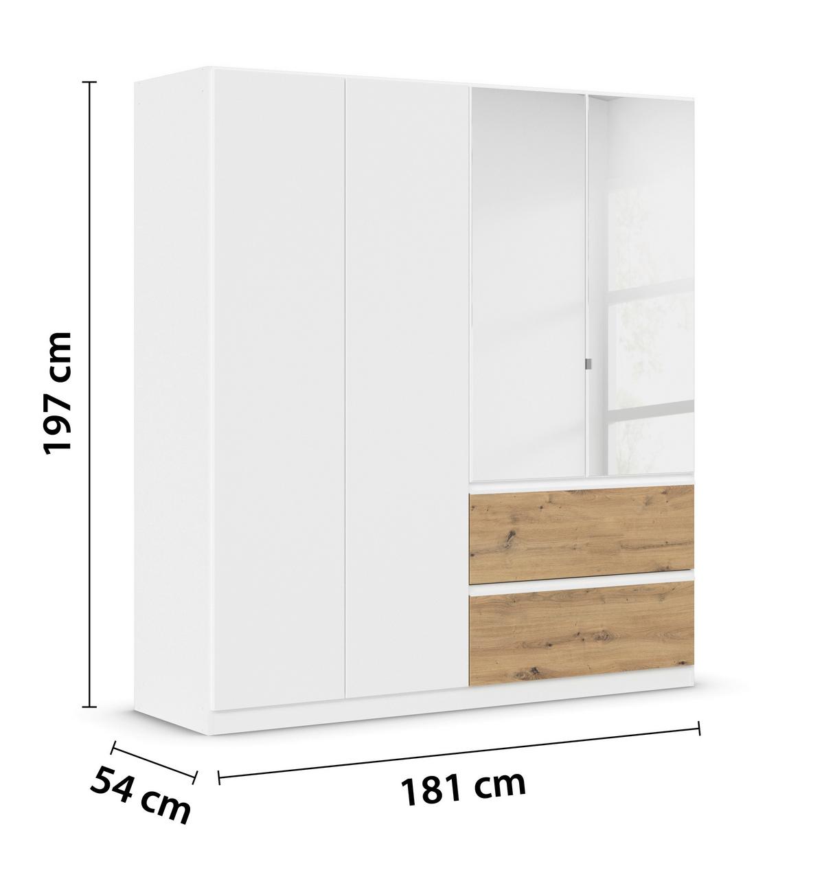 Drehtürenschrank Costa Weiß Eiche Artisan Dekor - Eiche Artisan/Weiß, MODERN, Holzwerkstoff (181/197/54cm) - Rauch Möbel