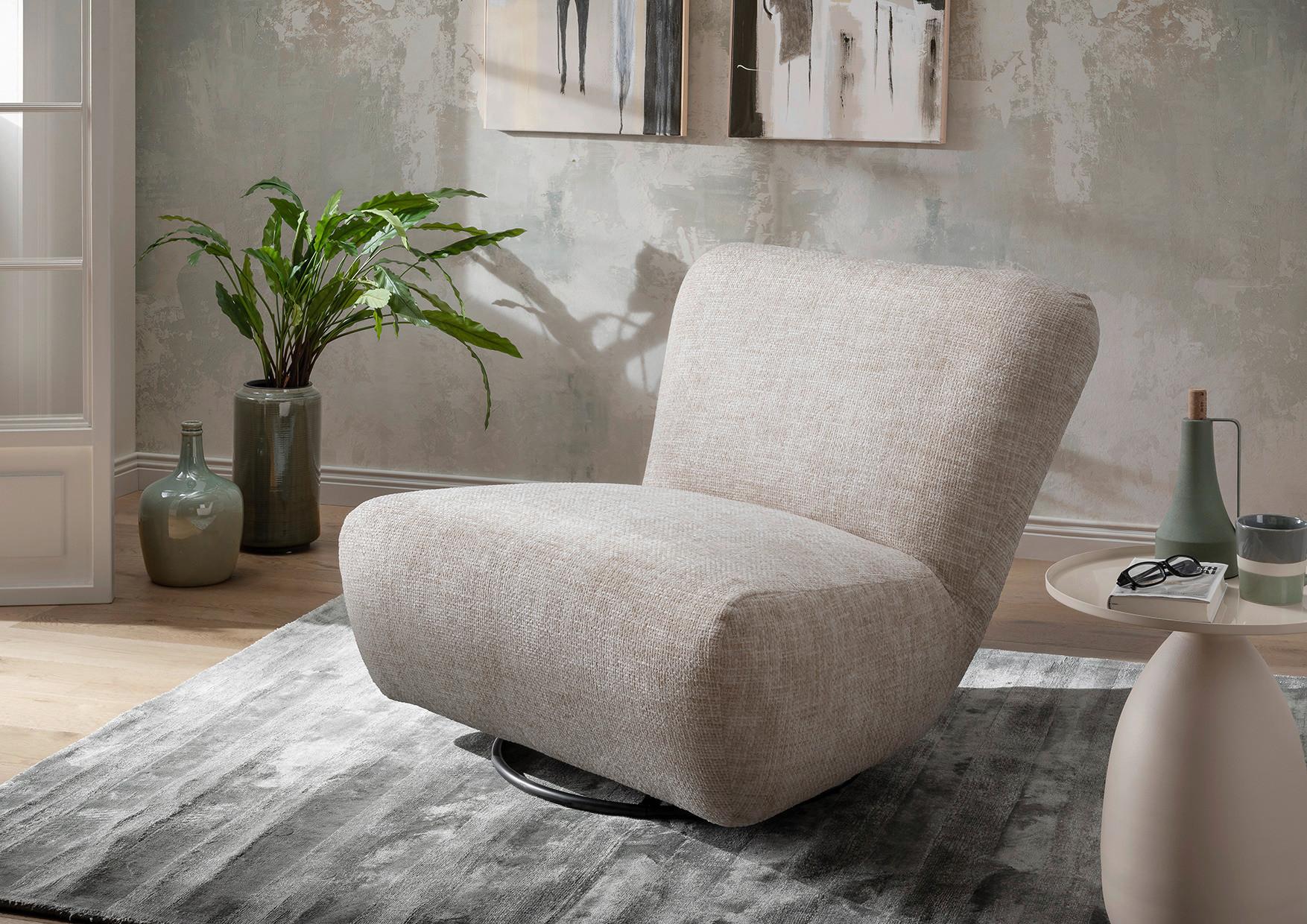 XXL-Sessel Cremallo, Creme B: 95 cm - Creme/Schwarz, Trend, Textil (95/77/94cm) - Livetastic