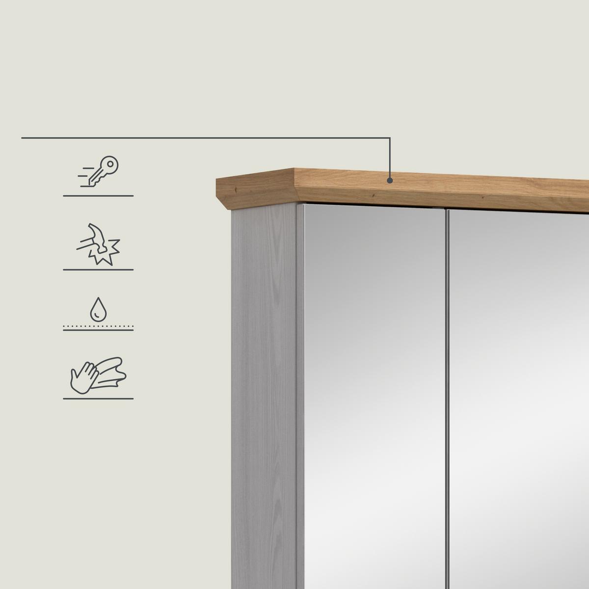 SPIEGELSCHRANK Verona Lärchefarben B: 69cm - Lärchefarben, Trend, Glas/Holzwerkstoff (69/71/21cm) - MID.YOU