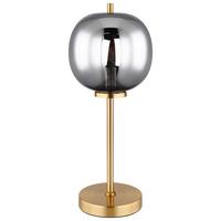 Tischlampe Blacky Grau/Messing Rauchglas mit Schalter - Messingfarben, Design, Glas/Metall (18,5/45cm) - Globo