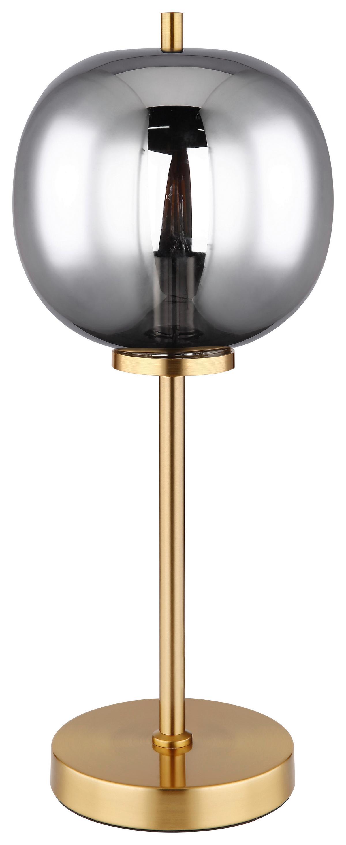 Tischlampe Blacky Grau/Messing Rauchglas mit Schalter - Messingfarben, Design, Glas/Metall (18,5/45cm) - Globo