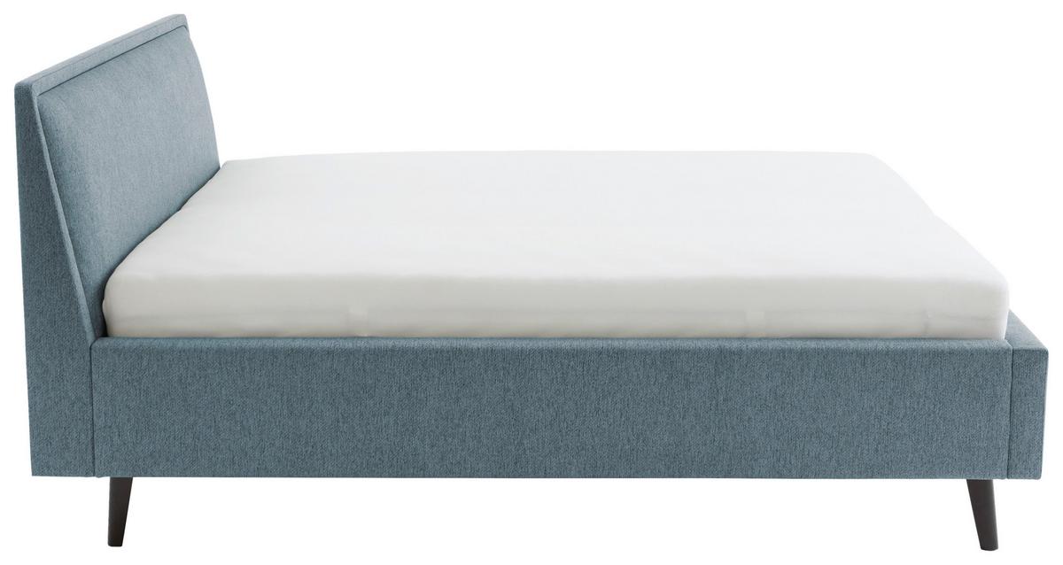 Polsterbett Frieda 140x200cm Blau, inkl. Bettkasten - Blau/Schwarz, KONVENTIONELL, Holz/Textil (140/200cm) - Livetastic