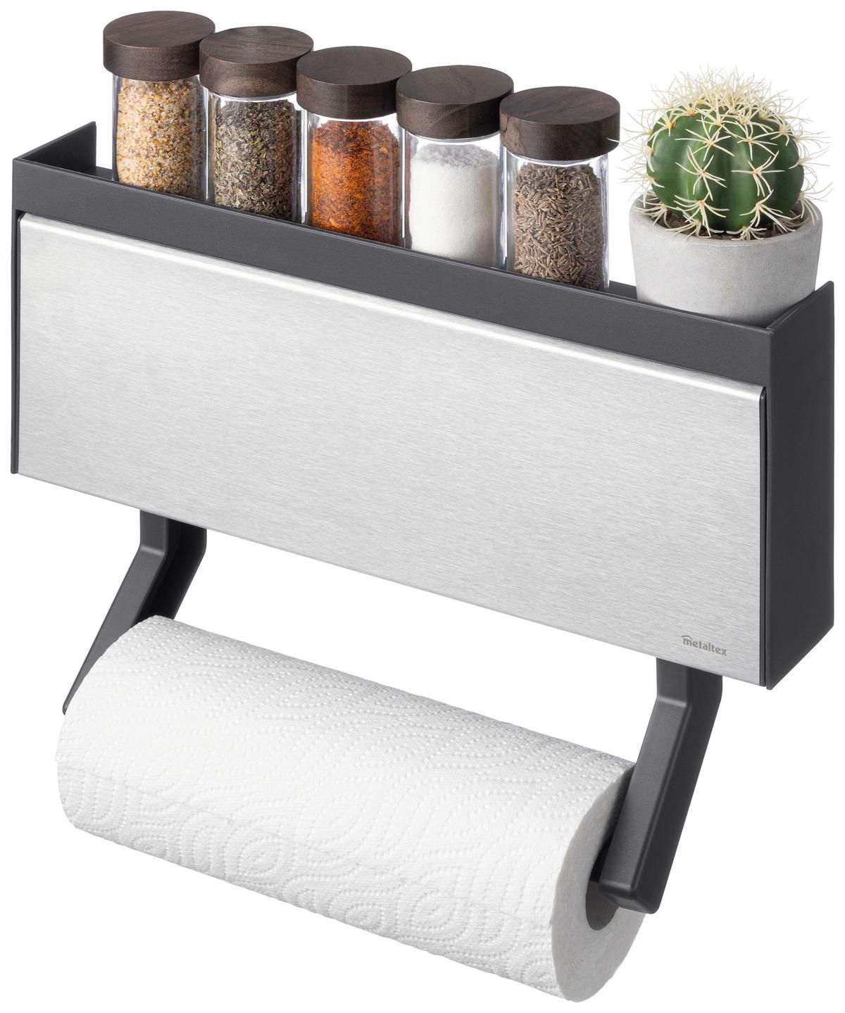 Küchenrollenhalter Mona - Schwarz, Basics, Kunststoff/Metall (38/6/17cm) - Metaltex