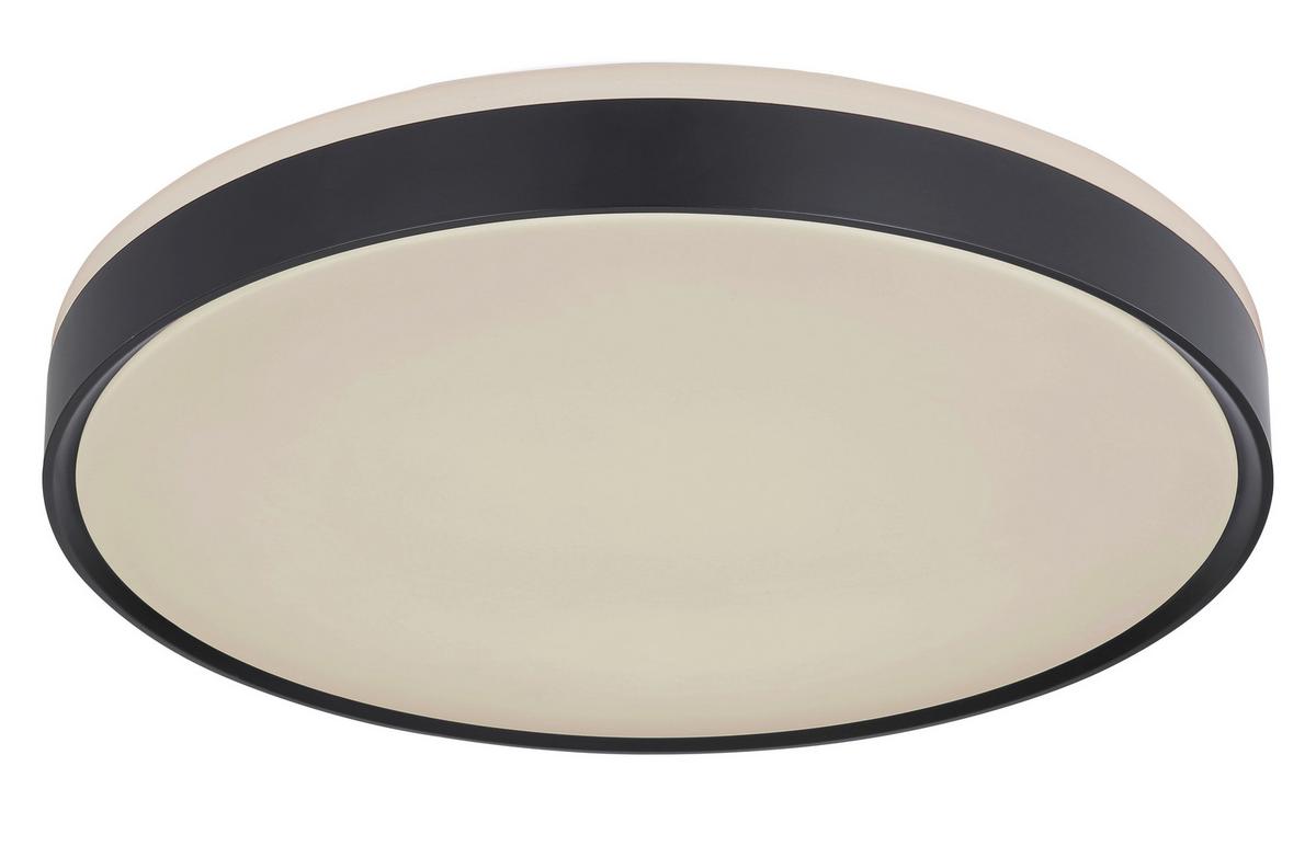 LED-Deckenleuchte Ø 39 cm mit Farbtemperaturwechsler - Opal/Schwarz, Design, Kunststoff/Metall (39/8cm) - Globo