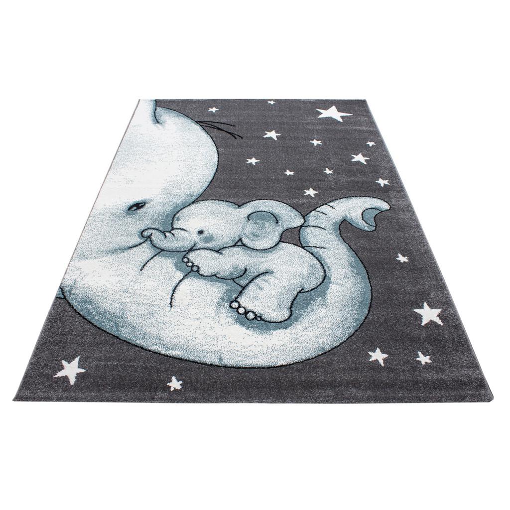 Kinderteppich Elefant Blau/Grau/Weiß Kids 120x170 cm
