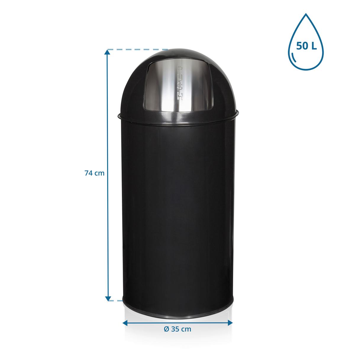 Abfallsammler Push - Schwarz, Basics, Metall (35/74/35cm) - MID.YOU