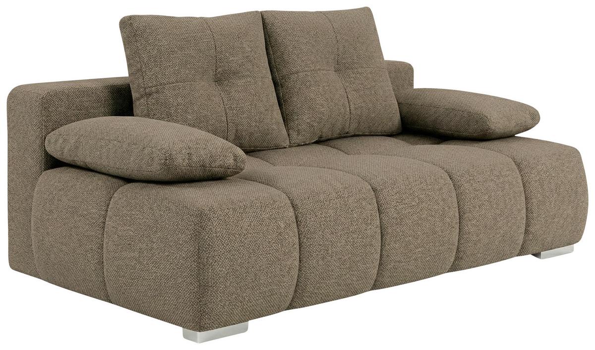 Boxspringová pohovka BUBBLE, sivohnedá - čierna/chrómová, Trend, kompozitné drevo/textil (206/90/105cm) - Luca Bessoni