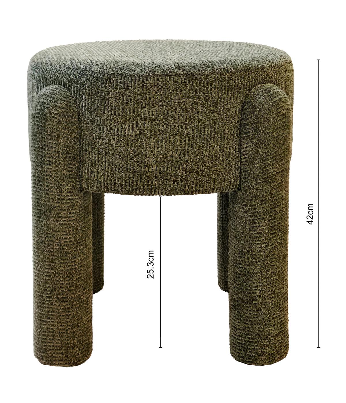 Taburetka LEONIE, zelená ženilka, max. 120 kg - zelená, Lifestyle, kompozitné drevo/textil (47/47/42cm) - Mömax